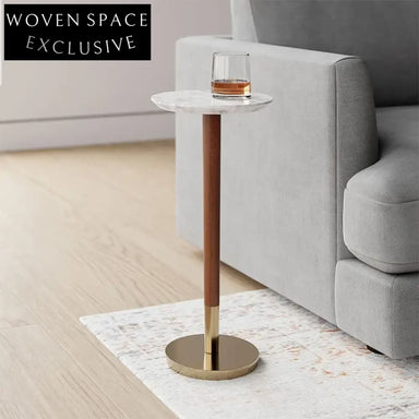 Italian Luxury Round Marble Top Sofa Side End Coffee Table