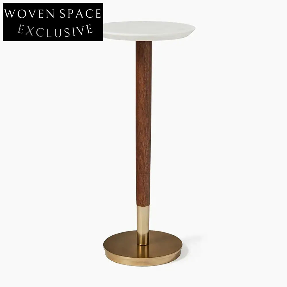 Italian Luxury Round Marble Top Sofa Side End Coffee Table