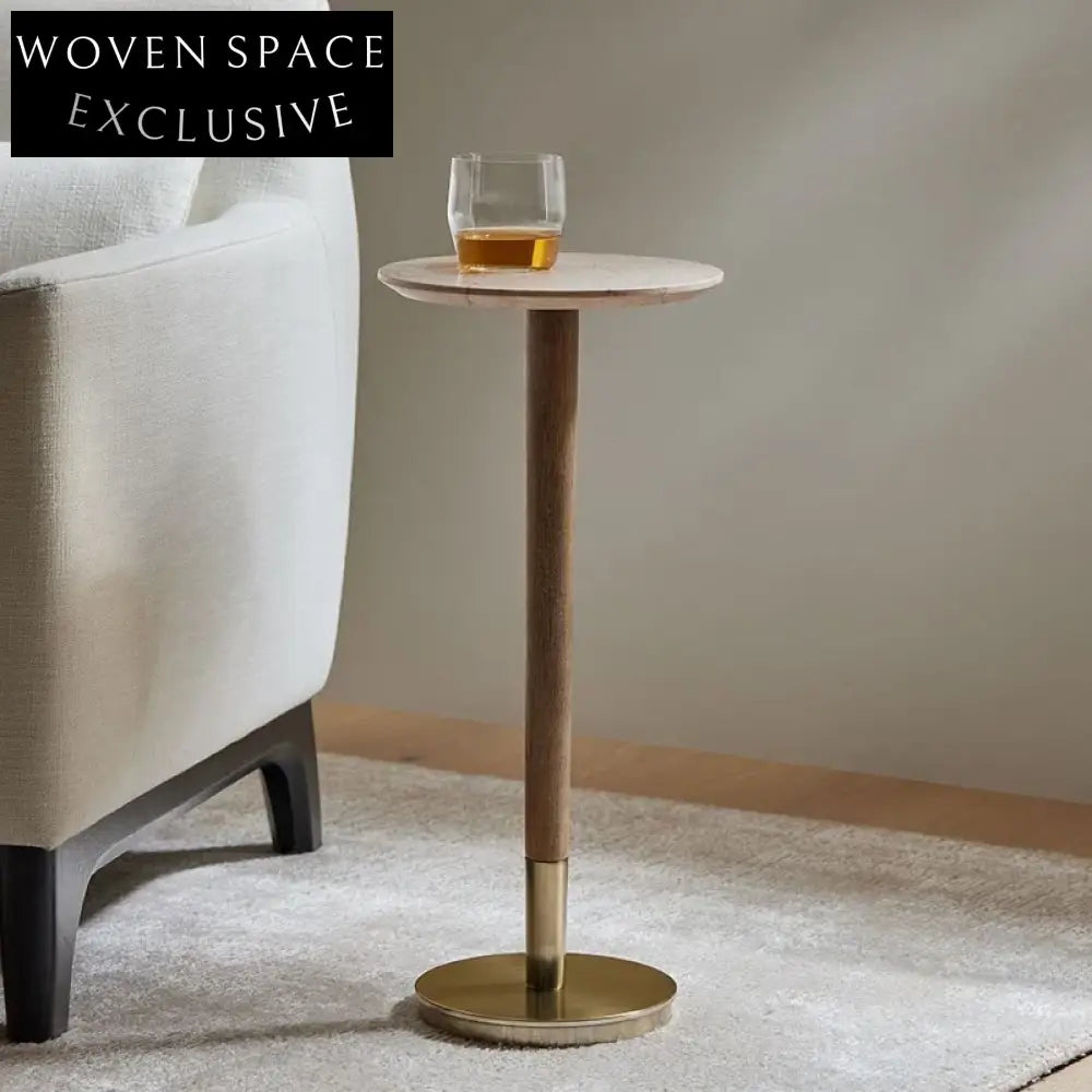 Italian Luxury Round Marble Top Sofa Side End Coffee Table