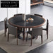 Italian Luxury Slate Top Dining Table, Black Walnut Wood Frame, Elegant Design