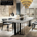 Italian Luxury Slate Top Rectangle Dining Table with Metal Base