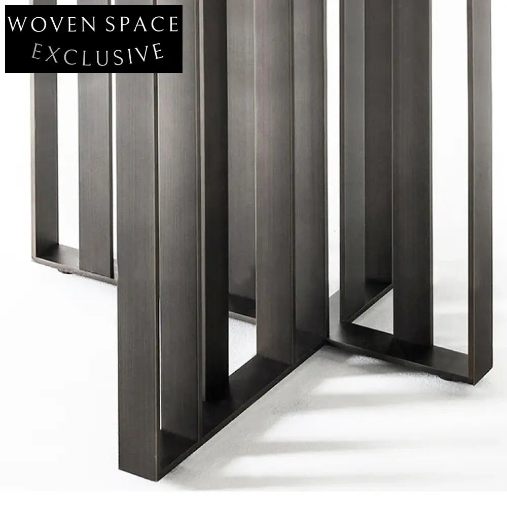 Italian Luxury Slate Top Rectangle Dining Table with Metal Base