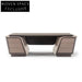 Italian Luxury Solid Wood Executive Computer Desk, Microfiber Leather Top Office Table
