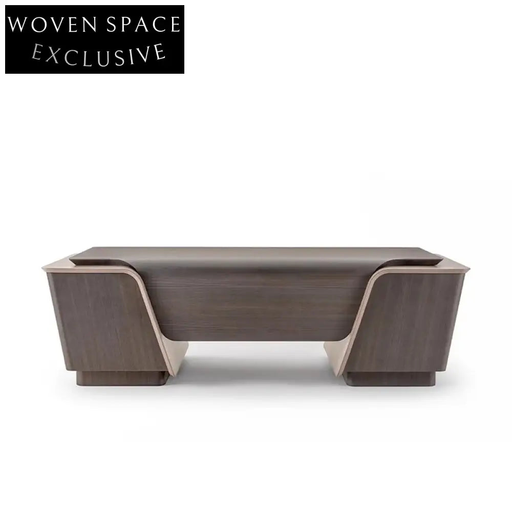 Italian Luxury Solid Wood Executive Computer Desk, Microfiber Leather Top Office Table