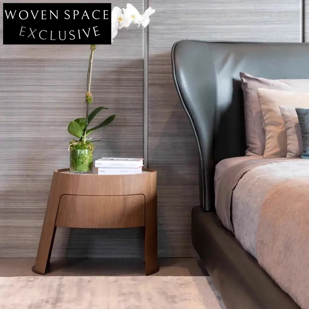 Italian Luxury Solid Wood Modern Special-Shaped Bedroom Bedside Nightstand