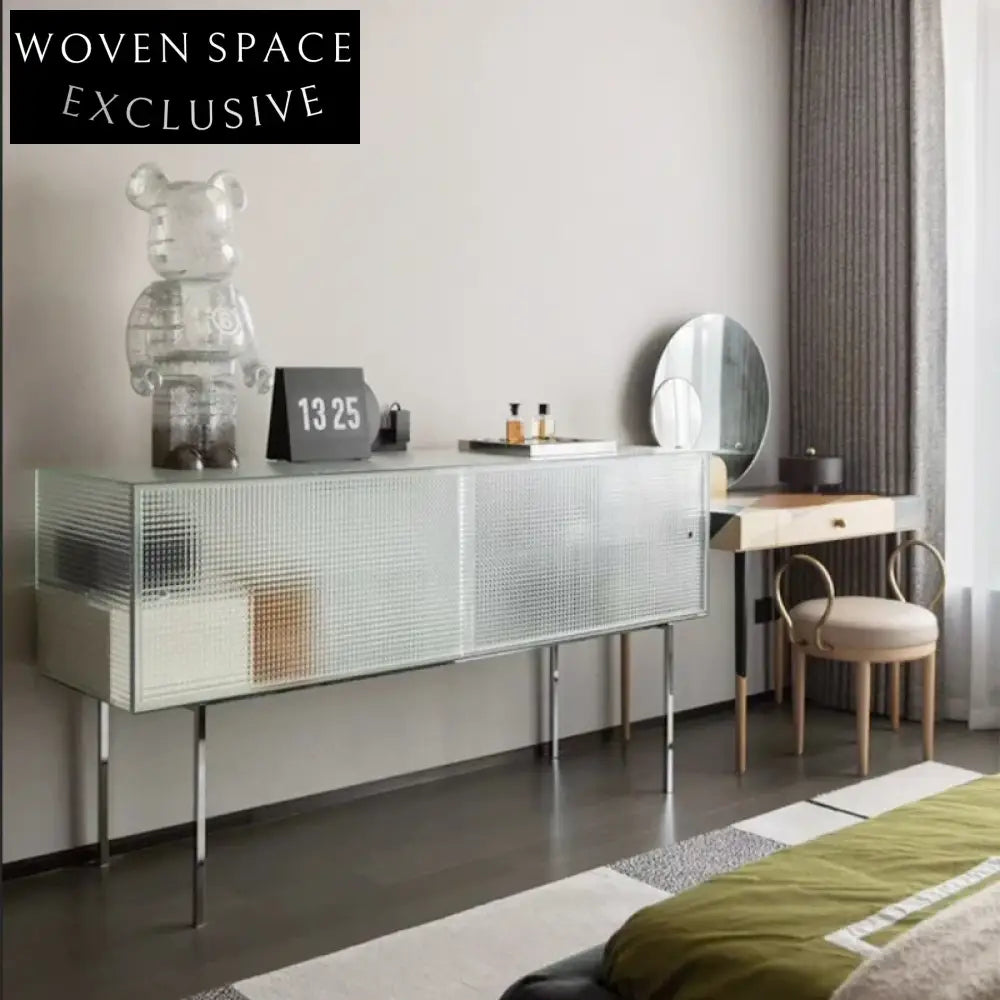 Italian Luxury Tempered Glass Sideboard Storage Cabinet for Modern Living Spaces