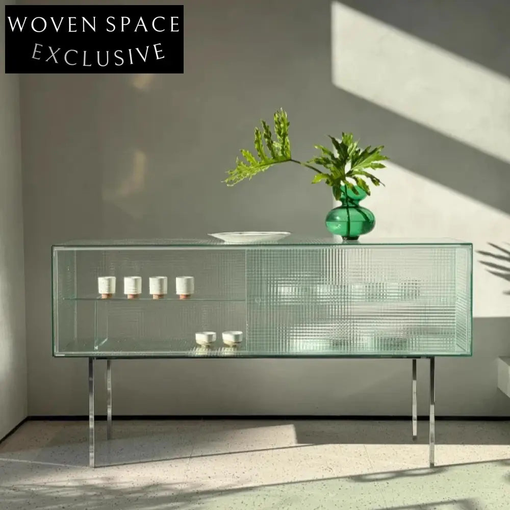 Italian Luxury Tempered Glass Sideboard Storage Cabinet for Modern Living Spaces