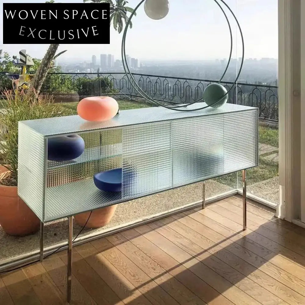 Italian Luxury Tempered Glass Sideboard Storage Cabinet for Modern Living Spaces