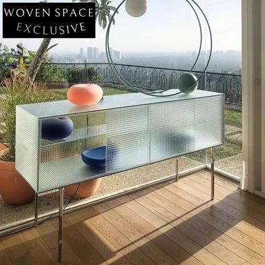 Italian Luxury Tempered Glass Sideboard Storage Cabinet for Modern Living Spaces