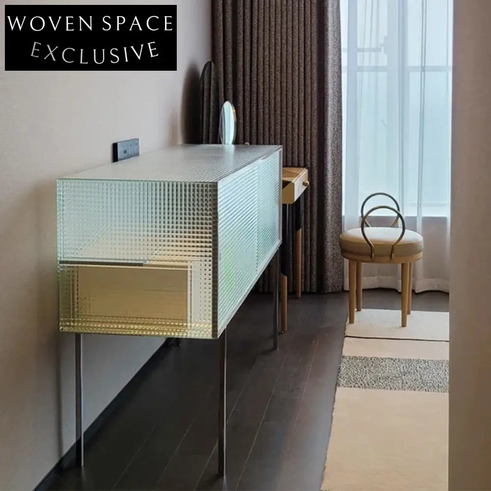 Italian Luxury Tempered Glass Sideboard Storage Cabinet for Modern Living Spaces