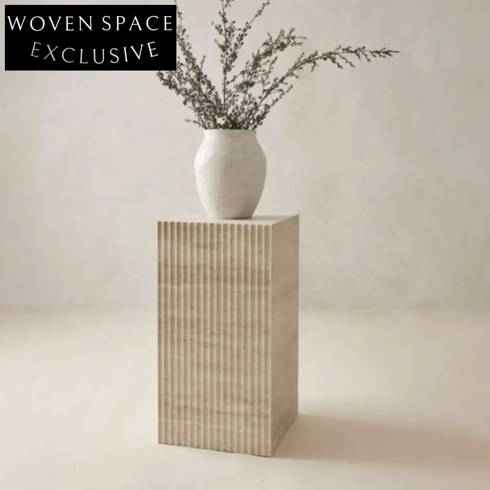 Italian Luxury Travertine Marble Square High Side Coffee Table