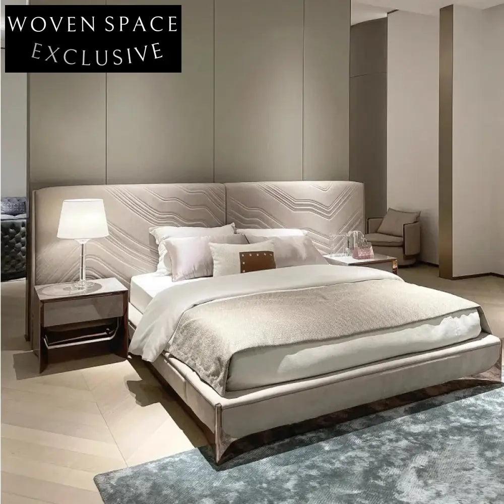 Italian Luxury Upholstered King Size Double Bed for Master Bedrooms