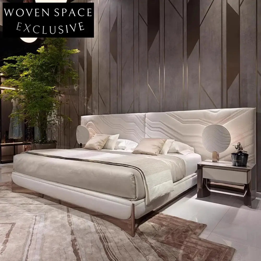 Italian Luxury Upholstered King Size Double Bed for Master Bedrooms