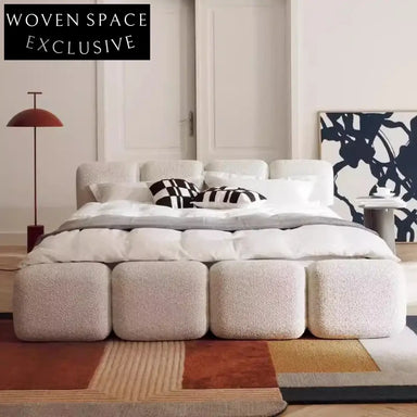 Italian Luxury Upholstered Teddy Fabric King Queen Size Bedroom Bed