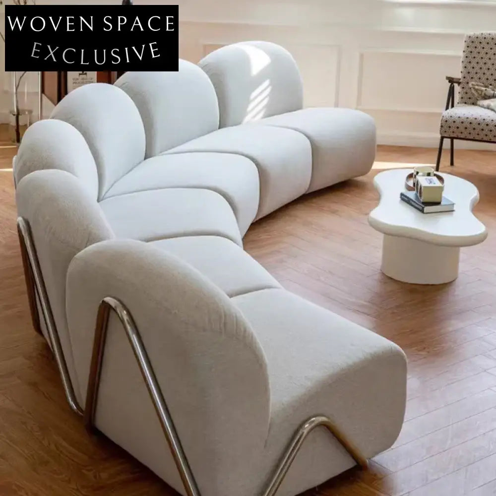 Italian Luxury Velvet Sectional Sofa with Modern Metal Legs - Modular Couch