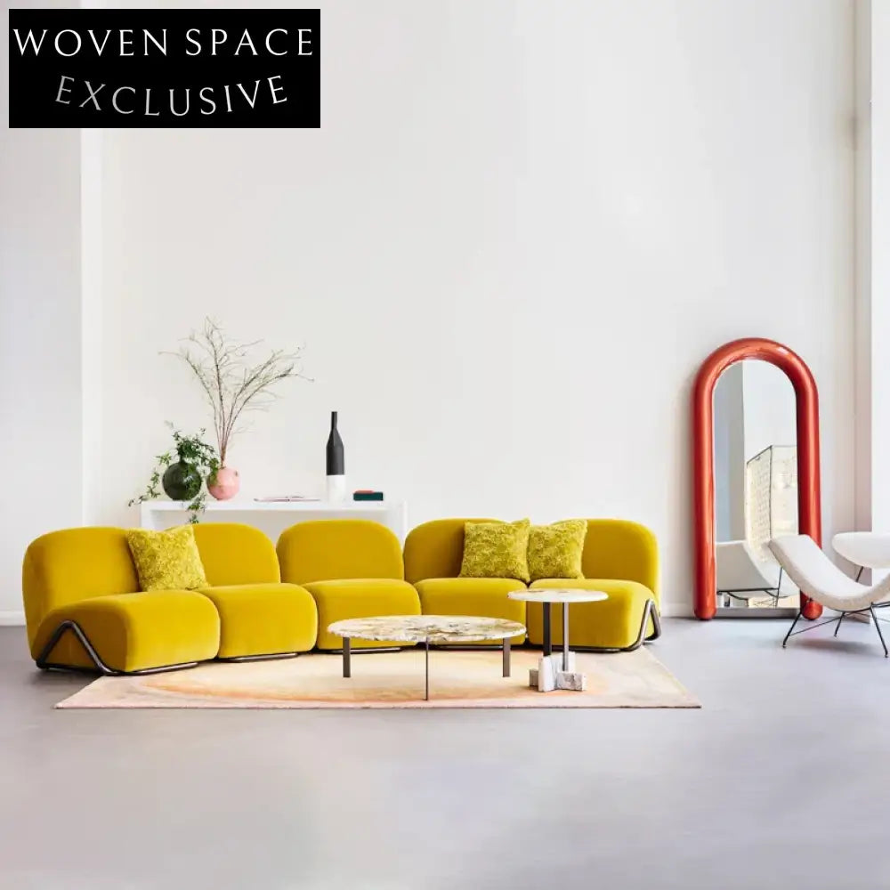 Italian Luxury Velvet Sectional Sofa with Modern Metal Legs - Modular Couch