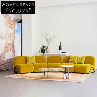 Italian Luxury Velvet Sectional Sofa with Modern Metal Legs - Modular Couch