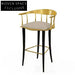 Italian Luxury Velvet Stainless Steel Bar Stool with Copper Backrest for Bars