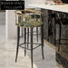 Italian Luxury Velvet Stainless Steel Bar Stool with Copper Backrest for Bars