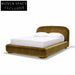Italian Minimalist Fabric Tufted Headboard King Wood Frame Platform Bed