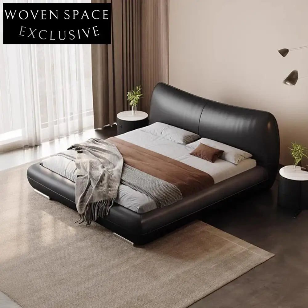 Italian Minimalist Light Luxury Modern Leather King Size Master Bedroom Bed