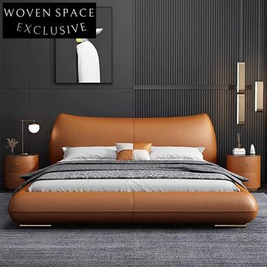 Italian Minimalist Light Luxury Modern Leather King Size Master Bedroom Bed