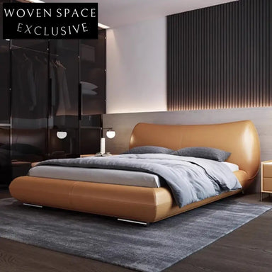 Italian Minimalist Light Luxury Modern Leather King Size Master Bedroom Bed