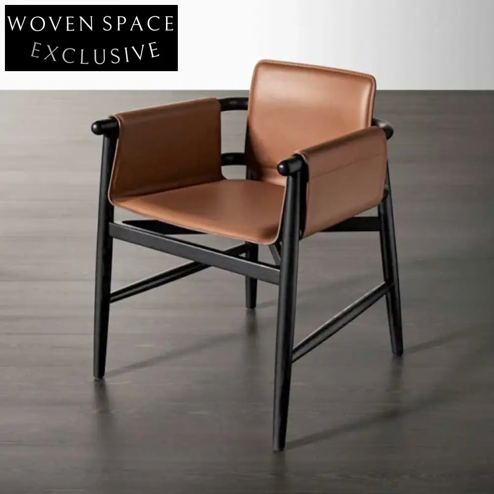 Italian Minimalist Light Luxury Saddle Leather Nordic Home Dining Leisure Chair