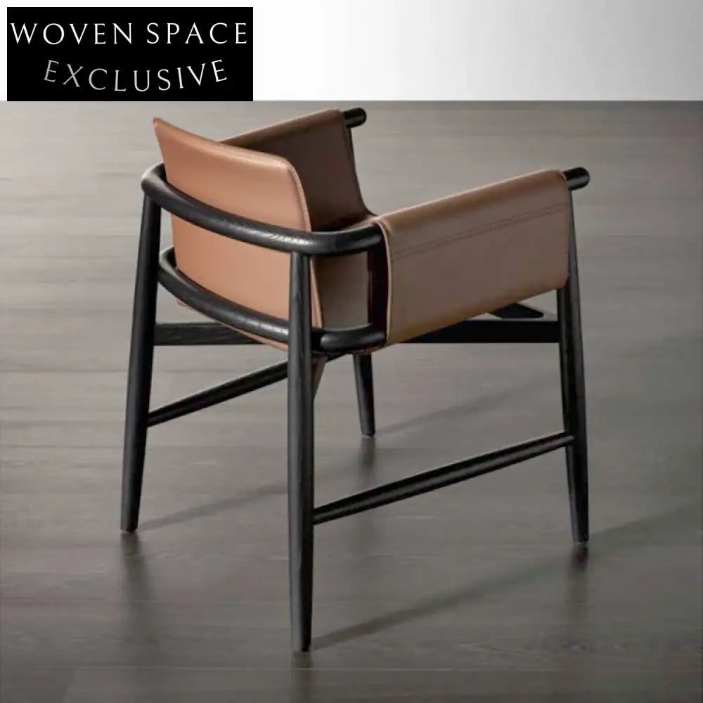 Italian Minimalist Light Luxury Saddle Leather Nordic Home Dining Leisure Chair