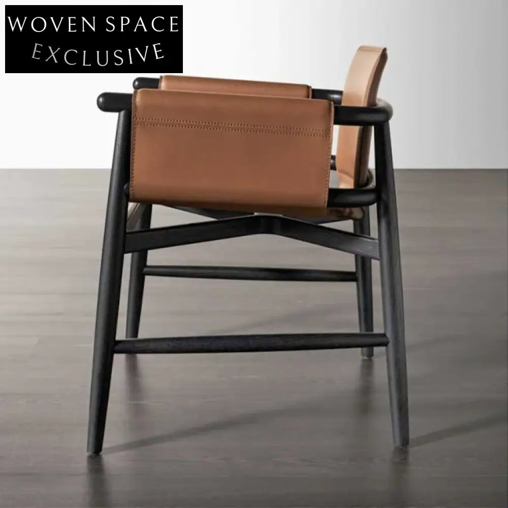 Italian Minimalist Light Luxury Saddle Leather Nordic Home Dining Leisure Chair