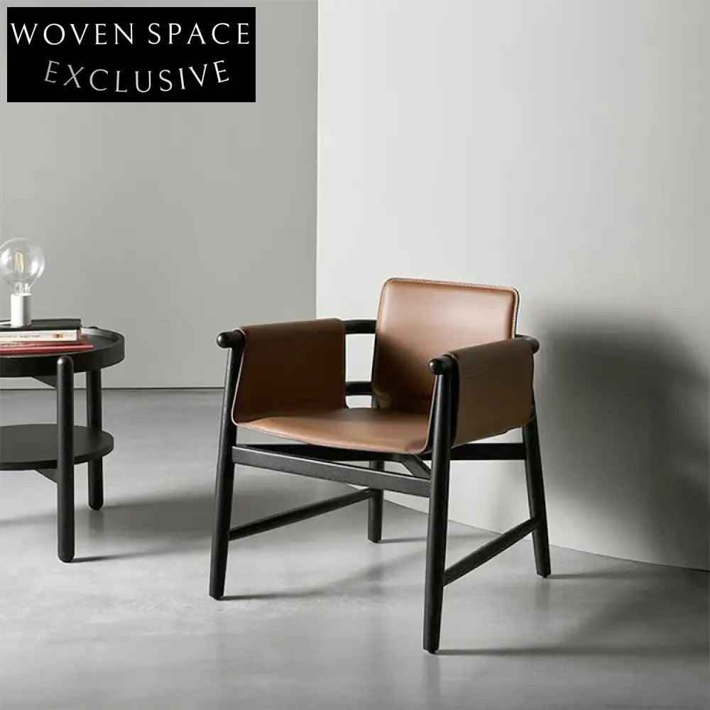 Italian Minimalist Light Luxury Saddle Leather Nordic Home Dining Leisure Chair