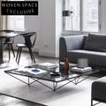 Italian Minimalist Luxury Metal Frame Glass Top Center Coffee Table