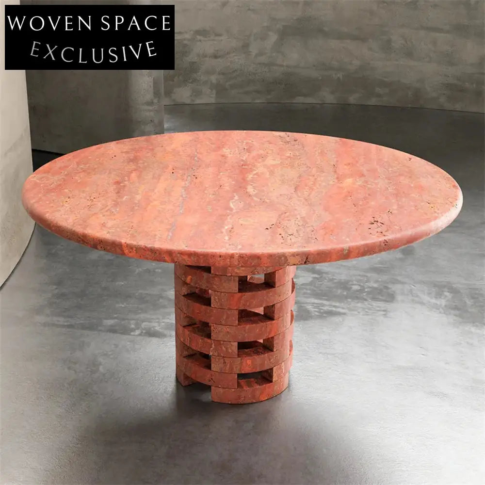 Italian Minimalist Natural Marble Round Kitchen Dining Table, Durable & Modern