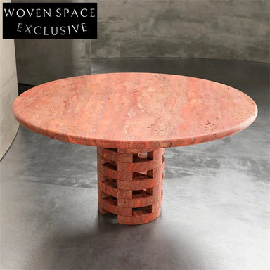 Italian Minimalist Natural Marble Round Kitchen Dining Table, Durable & Modern