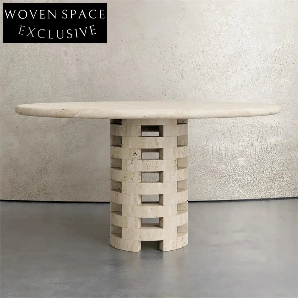 Italian Minimalist Natural Marble Round Kitchen Dining Table, Durable & Modern