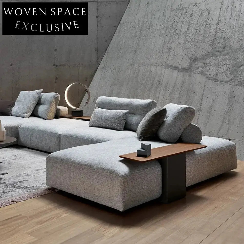 Italian Minimalist Penthouse Industrial Solid Wood Frame Fabric Leisure Sofa Couch