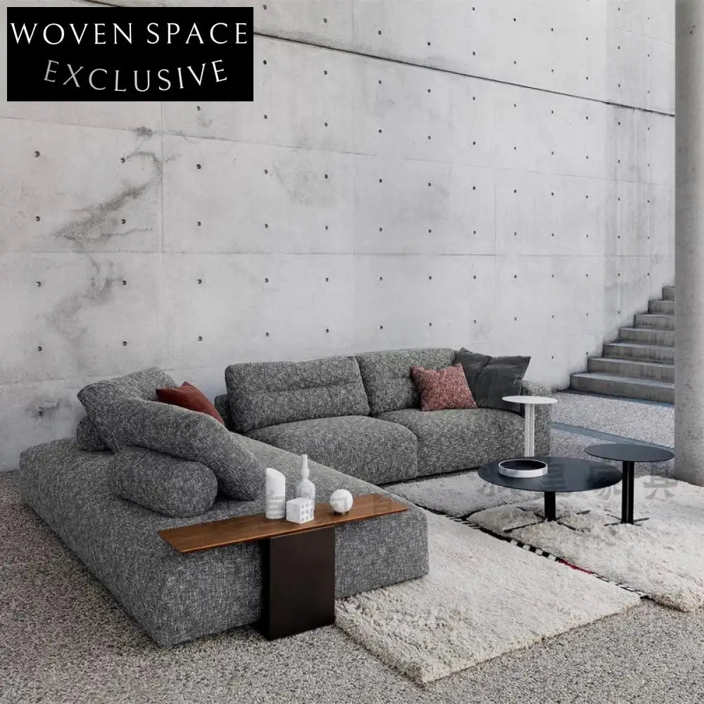 Italian Minimalist Penthouse Industrial Solid Wood Frame Fabric Leisure Sofa Couch
