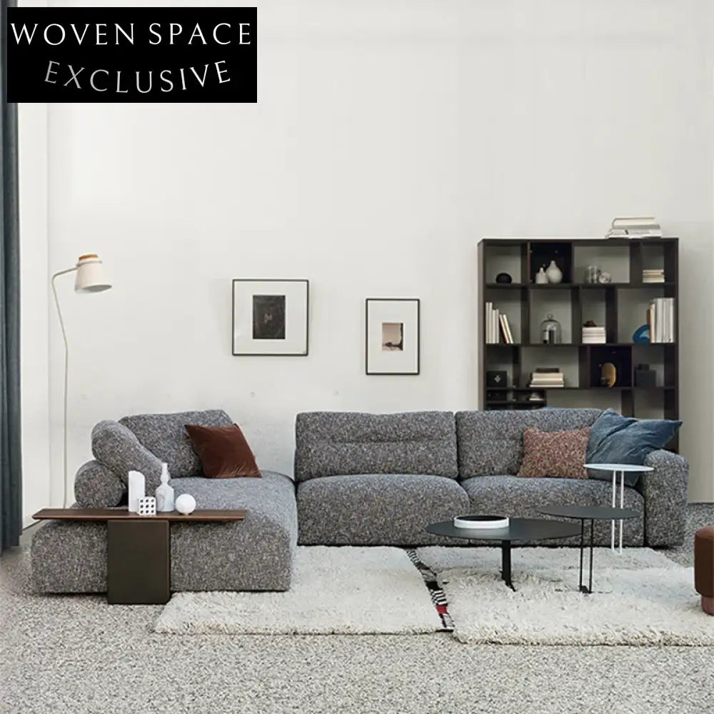 Italian Minimalist Penthouse Industrial Solid Wood Frame Fabric Leisure Sofa Couch