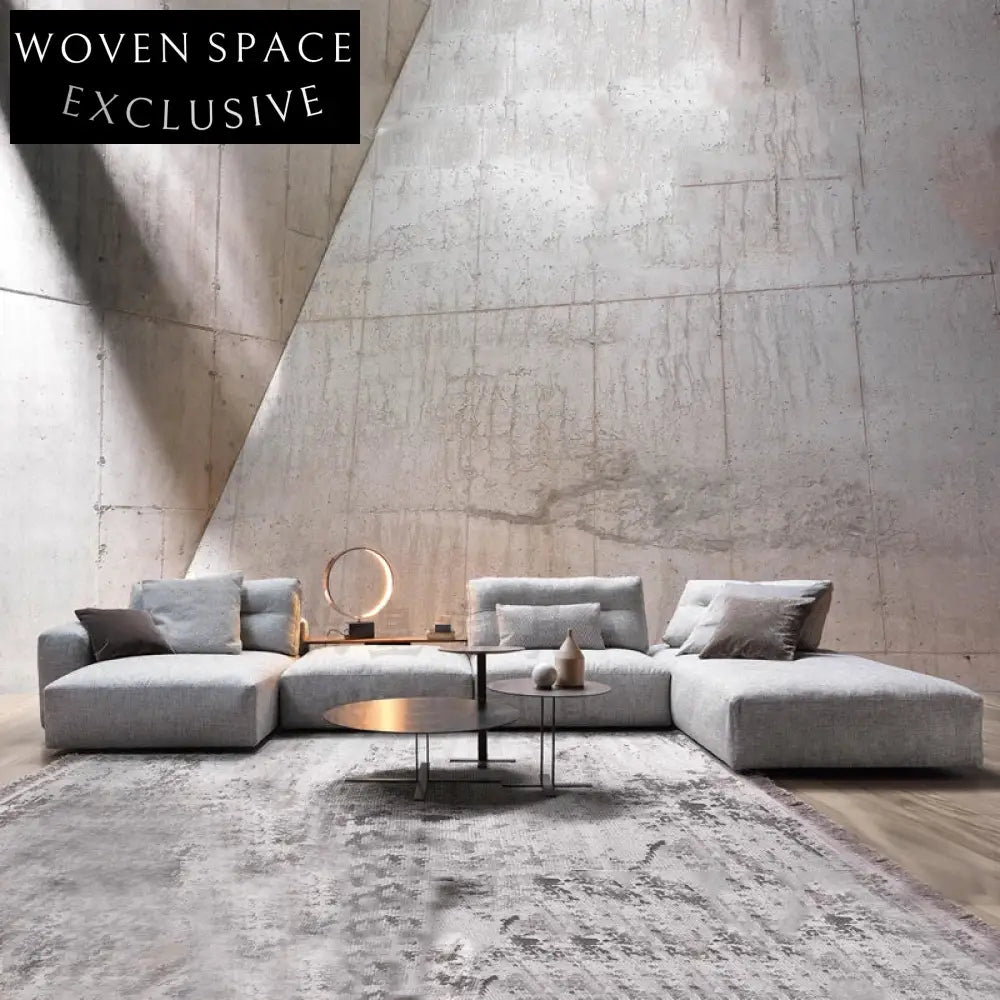 Italian Minimalist Penthouse Industrial Solid Wood Frame Fabric Leisure Sofa Couch