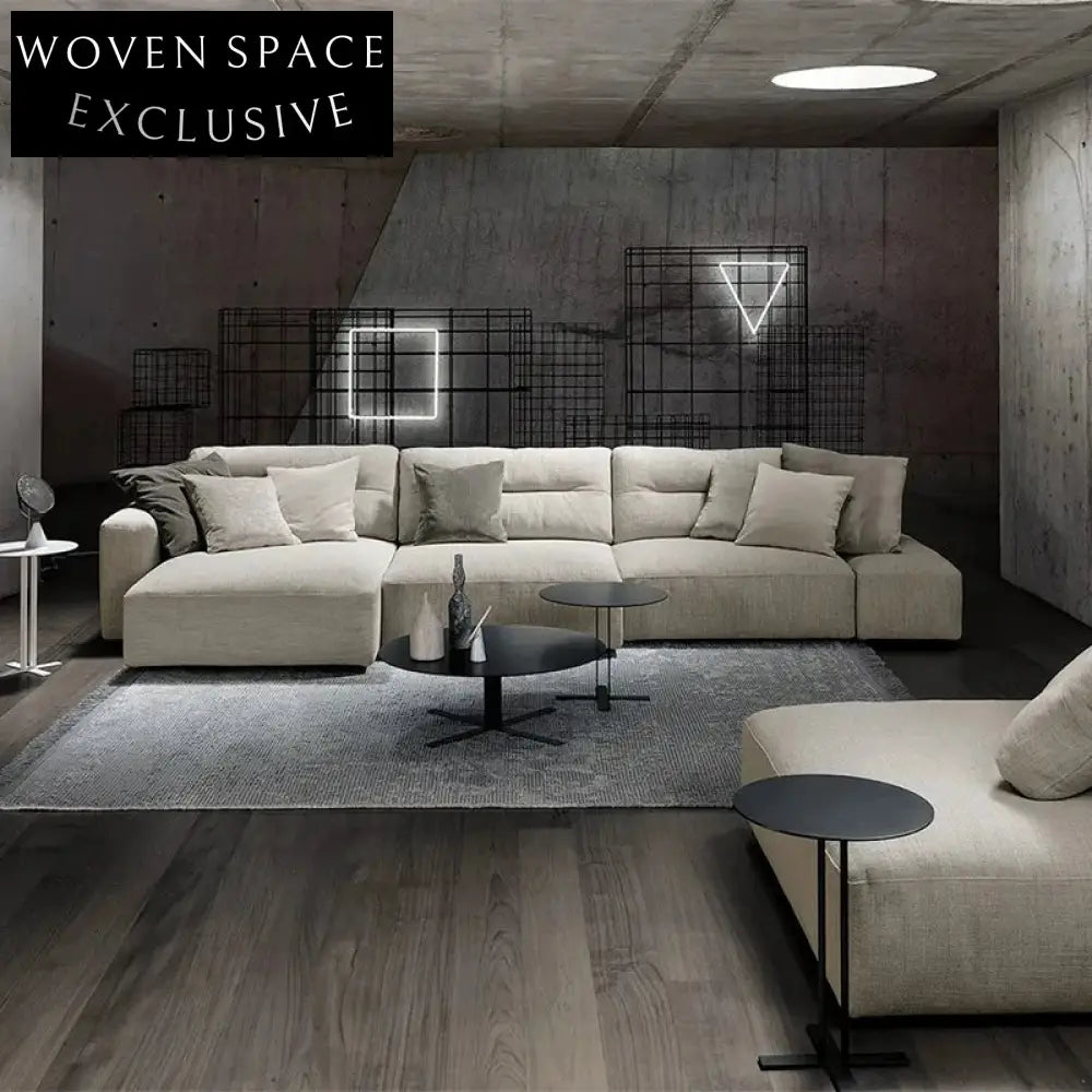 Italian Minimalist Penthouse Industrial Solid Wood Frame Fabric Leisure Sofa Couch