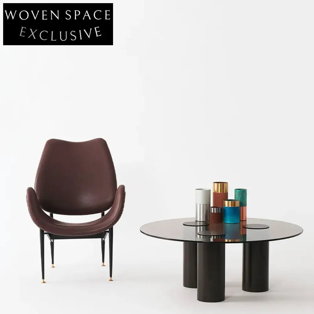 Italian Minimalist Round Travertine Living Room Coffee Table with Metal Base