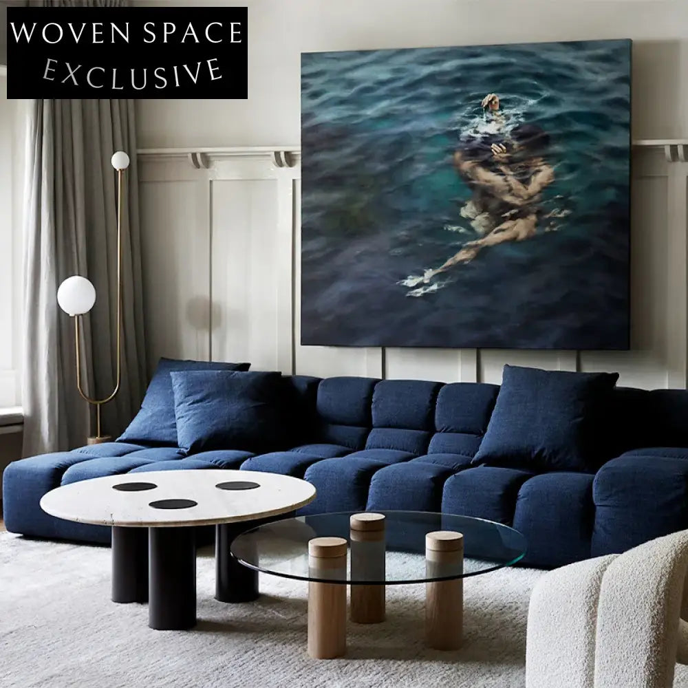 Italian Minimalist Round Travertine Living Room Coffee Table with Metal Base