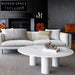 Italian Minimalist Round Travertine Living Room Coffee Table with Metal Base
