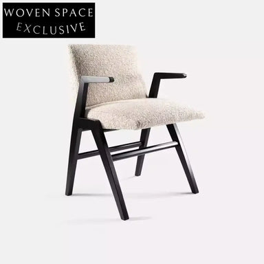 Italian Minimalist Solid Wood Fabric Cushioned Armrest Dining Chair for Home