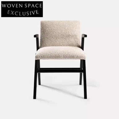 Italian Minimalist Solid Wood Fabric Cushioned Armrest Dining Chair for Home