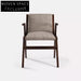 Italian Minimalist Solid Wood Fabric Cushioned Armrest Dining Chair for Home