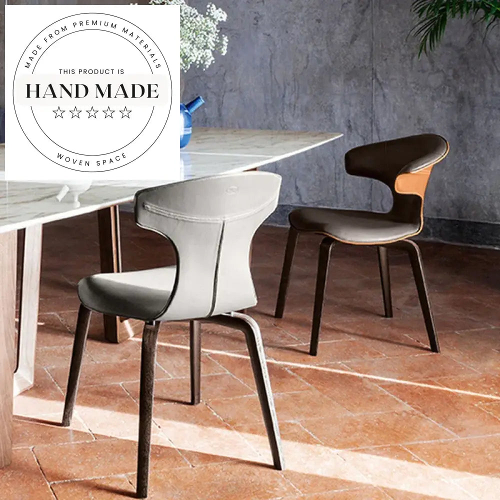 Italian Modern Designer Solid Wood Leather Upholstered Dining Chair