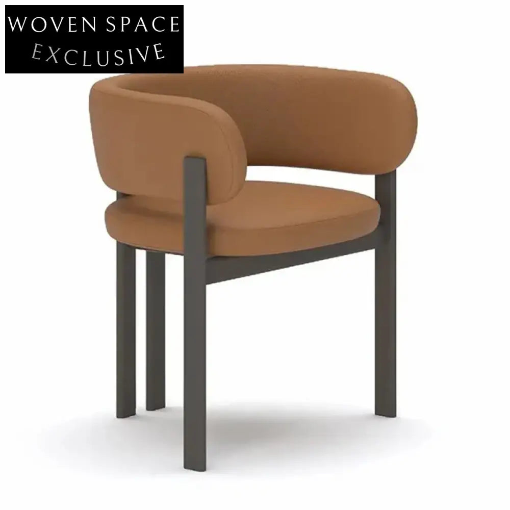 Italian Modern Dining Chair with Solid Ash Wood and Upholstered Leather