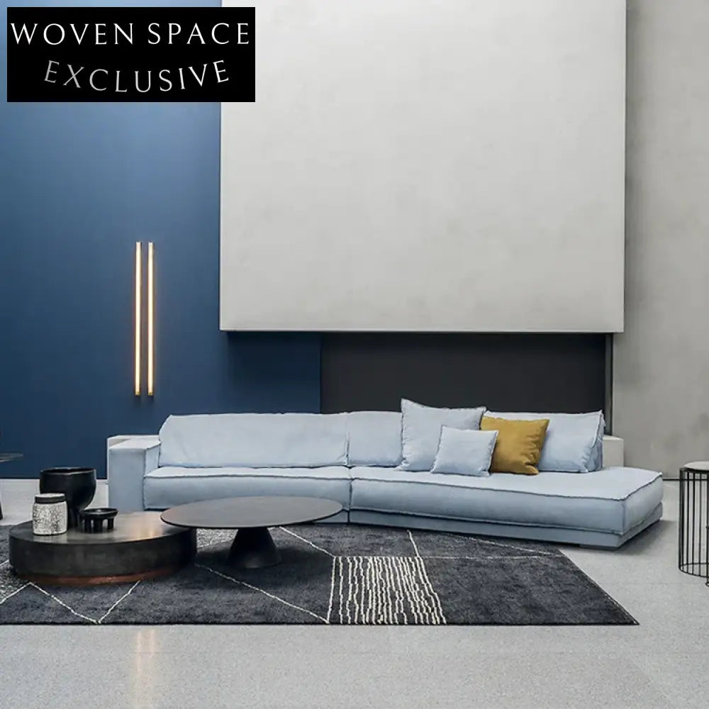 Italian Modern L-Shape Curved Feather Soft Leather Corner Sectional Sofa