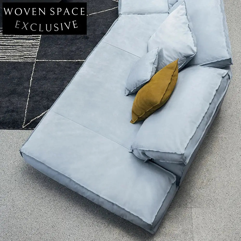 Italian Modern L-Shape Curved Feather Soft Leather Corner Sectional Sofa